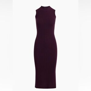 Hudson Jeans Wool and Cotton Blend Keyhole Knit Dress in Purple Berry